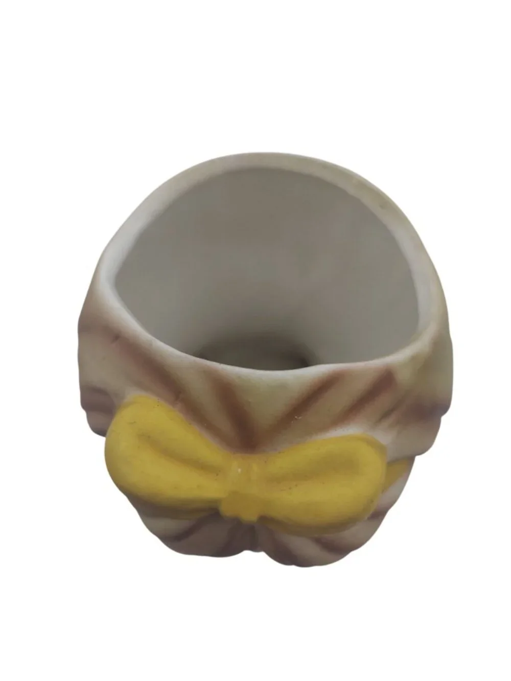 Napcoware Head Vase Lady Teen Ceramic Blonde Yellow Bow Pearl Earring MCM C8493